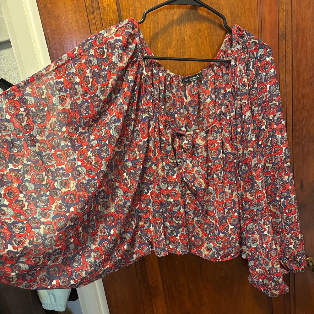 See you Monday floral blouse